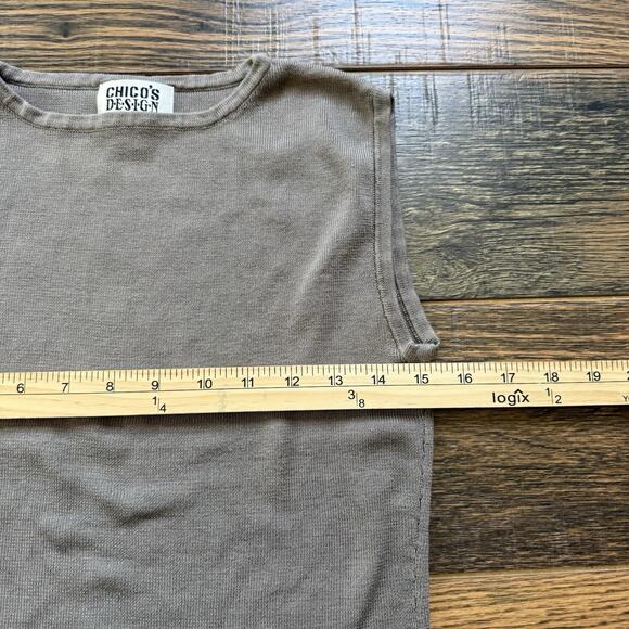 Vintage Chico’s Design Silk Cotton Knit Tank Top Size 2 Taupe Brown Sleeveless - Picture 4 of 5